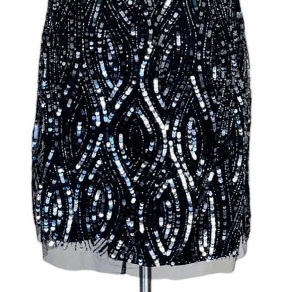 AIDAN MATTOX Cocktail Dress Sequined Sheath Scoop Neck Sleeveless Mesh 12 NWT - Picture 9 of 15